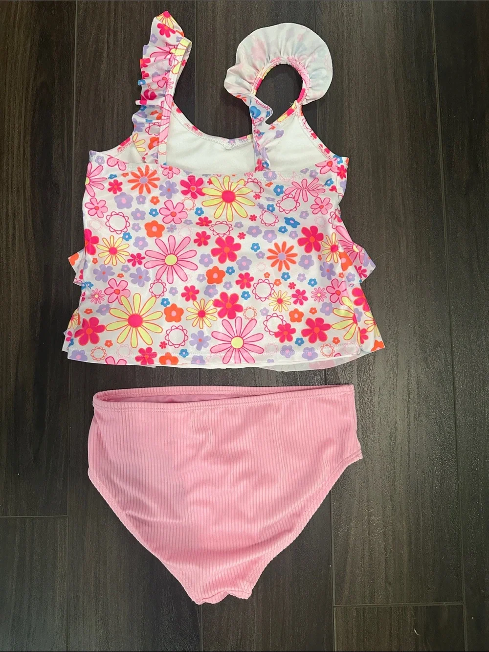 Wonder Nation Pink Floral Tankini Swimsuit - size 7/8
